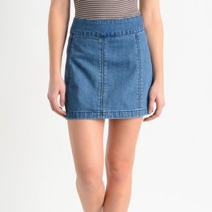 Free People Zip To It Denim Mini Skirt Size 6
